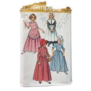 Simplicity 9136 Sewing Pattern Size 6 Child Puritan Colonial Belle Pioneer CUT